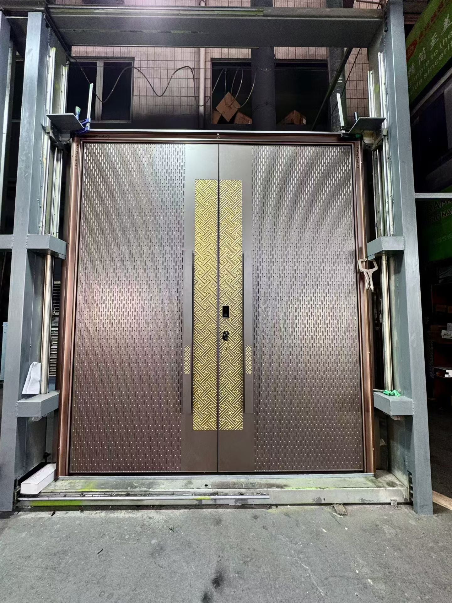 Cast aluminum entrance door