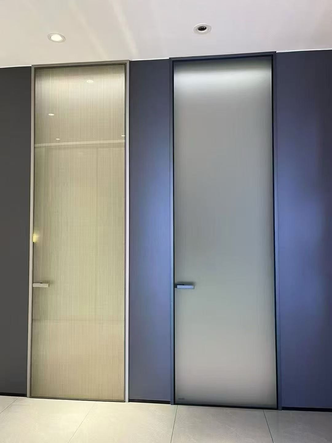 Extremely narrow swing door