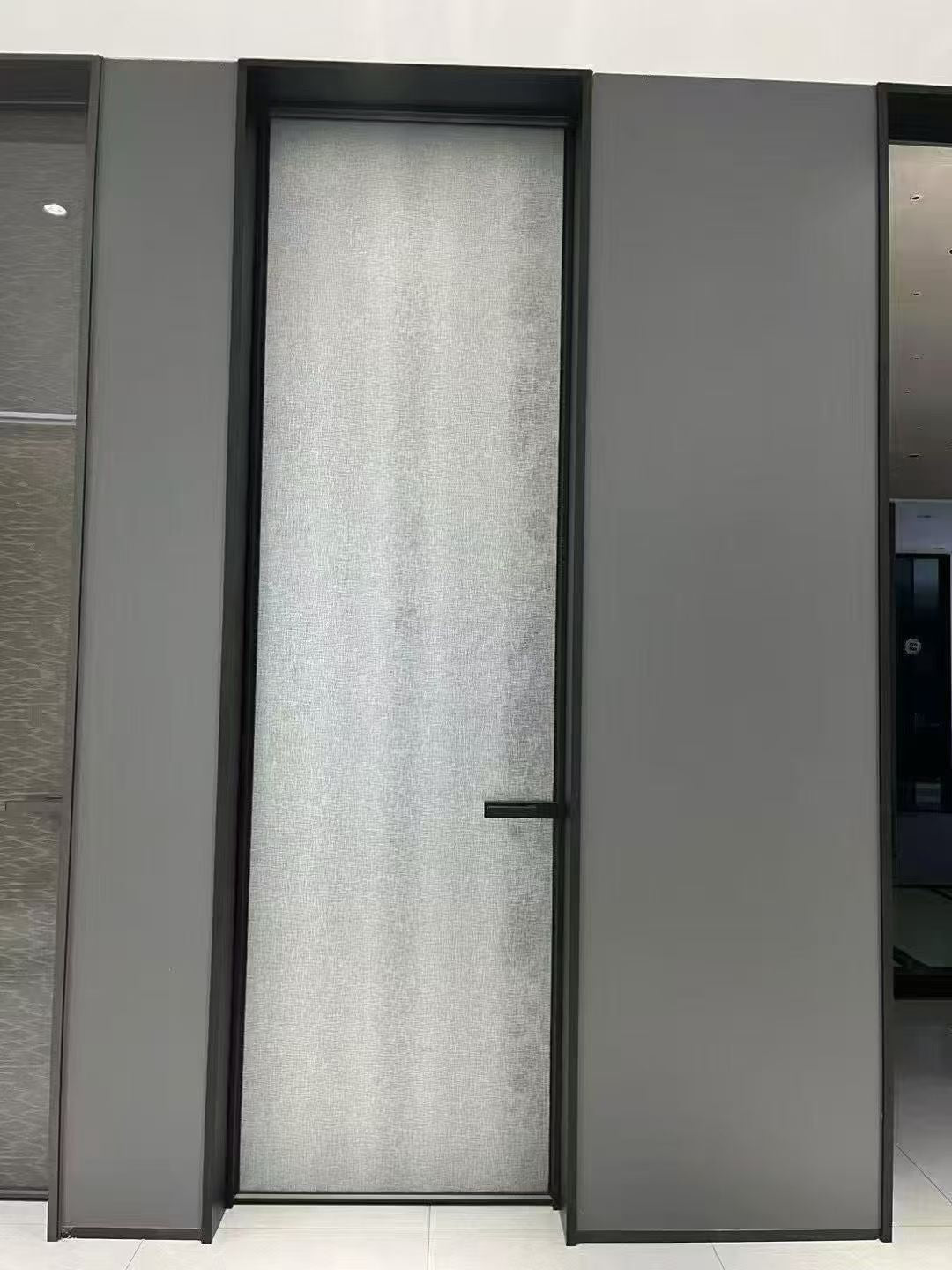 Extremely narrow swing door