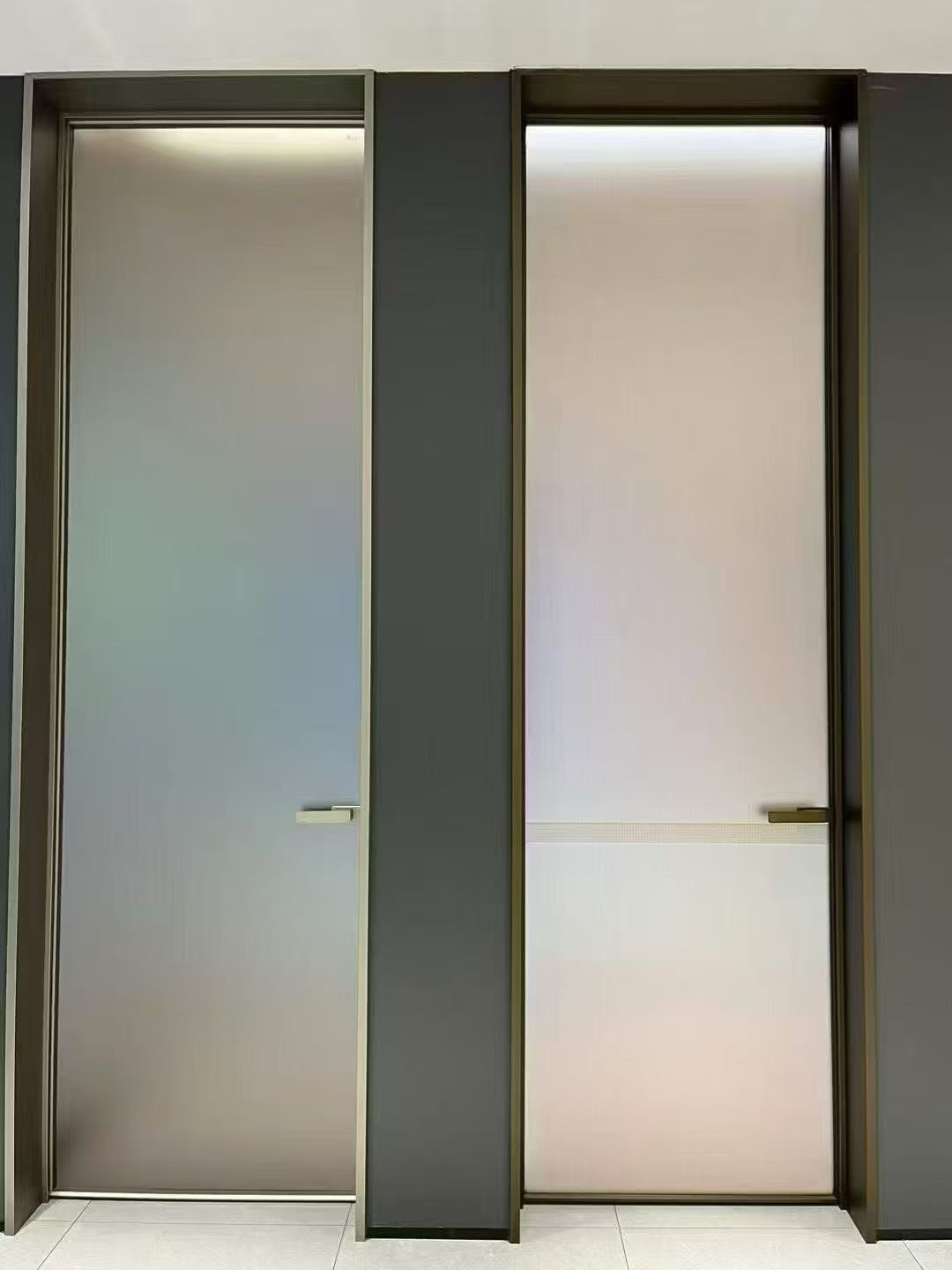 Extremely narrow swing door